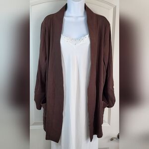 KIM ROGERS Brown Bracelet Sleeve Open Front Coverup - Size 2X or Size 20/22W